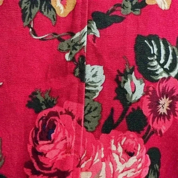 APPLESEEDS barn utility jacket floral cherry red cotton canvas women’s small - Picture 10 of 16
